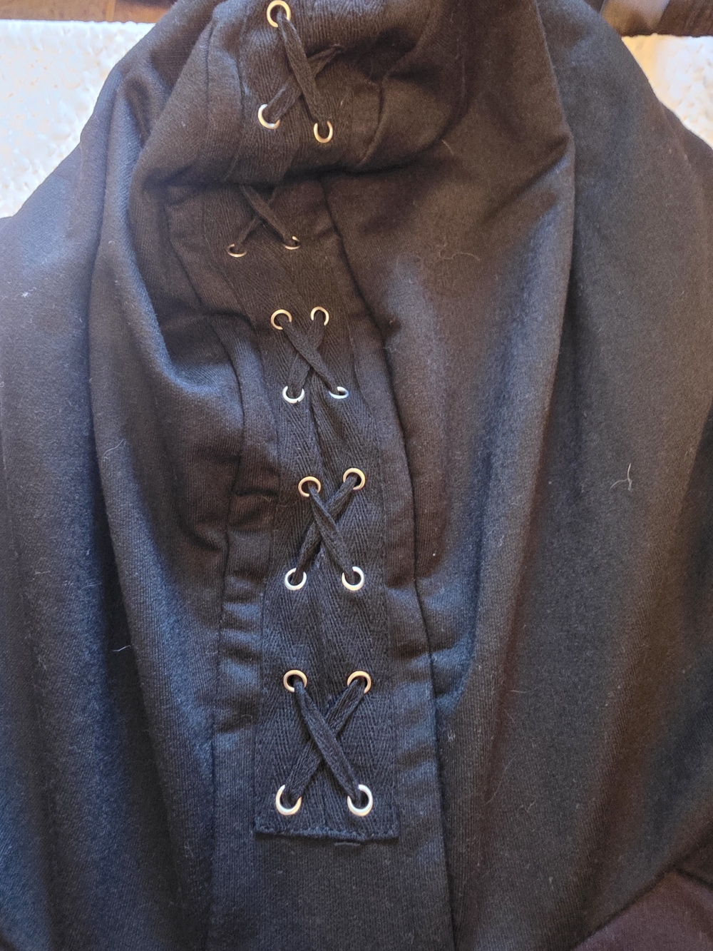 ELF Black V-Neck Hoodie with Winged Skull Graphic - Picture 3 of 9